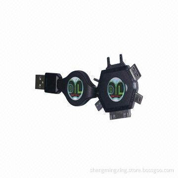 6-in-1 Retractable USB 2.0 Cable with USB A Plug